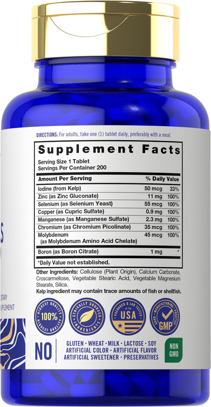 Carlyle Trace Minerals | 200 Tablets | Full Spectrum Supplement | Non-GMO & Gluten Free Complex | by Vital Trace - Maple Wellness Supplements