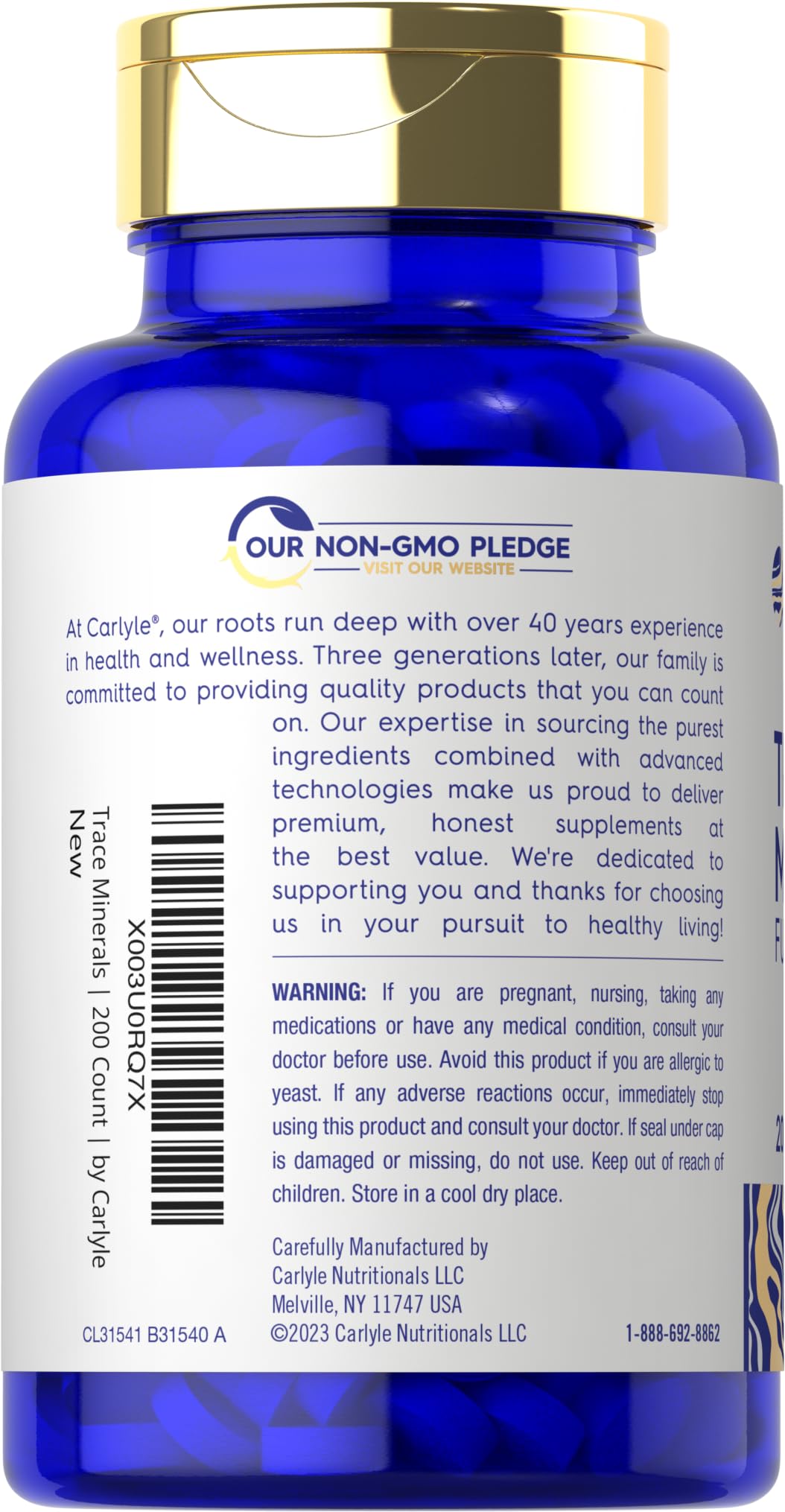 Carlyle Trace Minerals | 200 Tablets | Full Spectrum Supplement | Non-GMO & Gluten Free Complex | by Vital Trace - Maple Wellness Supplements