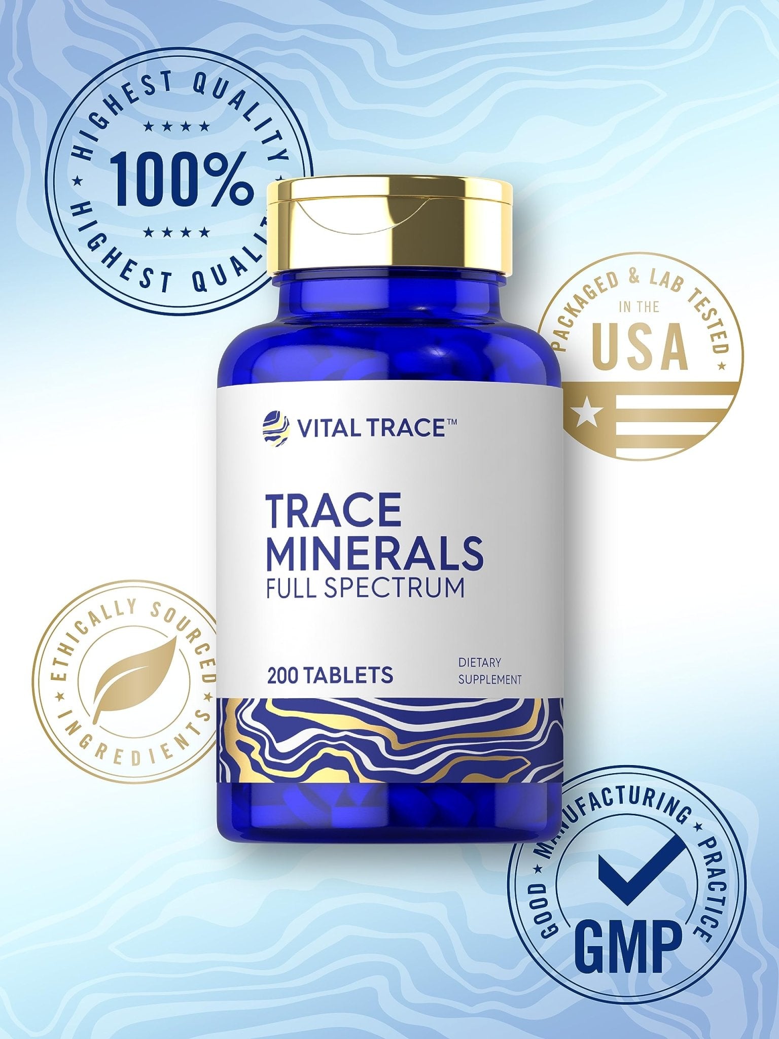 Carlyle Trace Minerals | 200 Tablets | Full Spectrum Supplement | Non-GMO & Gluten Free Complex | by Vital Trace - Maple Wellness Supplements