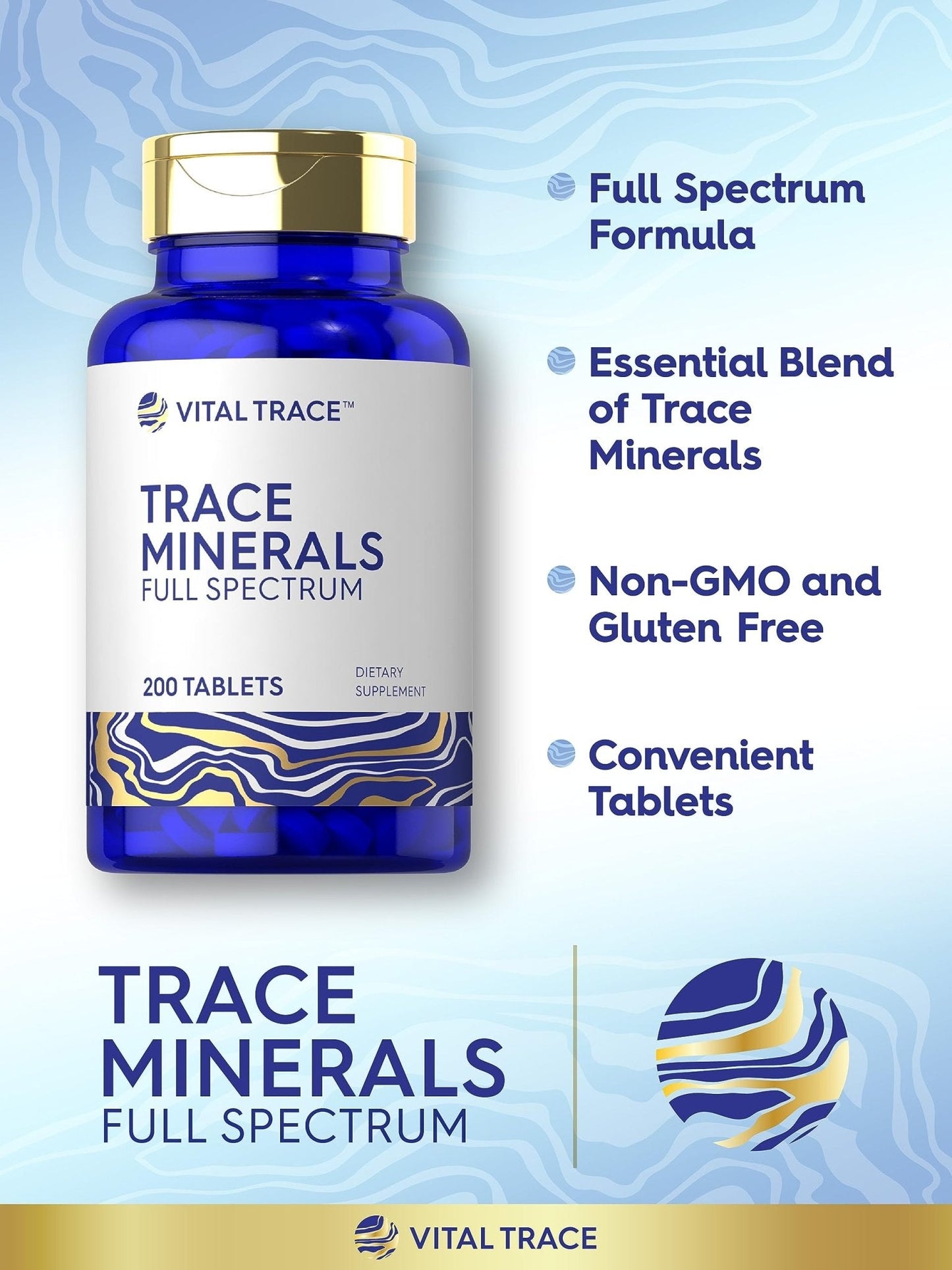 Carlyle Trace Minerals | 200 Tablets | Full Spectrum Supplement | Non-GMO & Gluten Free Complex | by Vital Trace - Maple Wellness Supplements