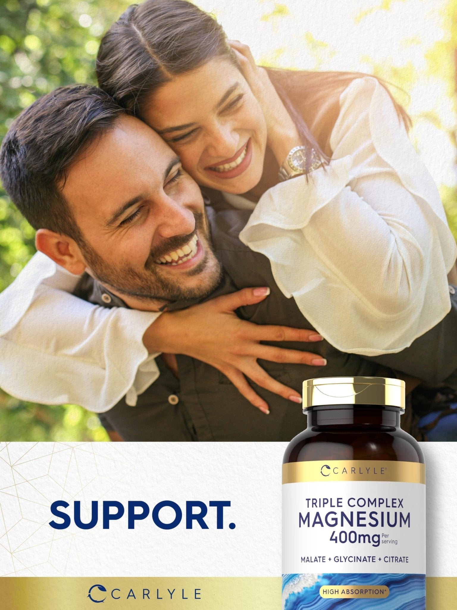 Carlyle Triple Magnesium Complex | 400 mg | 240 Capsules | Magnesium Malate, Glycinate & Citrate | Vegetarian, Non-GMO, and Gluten Free Supplement - Maple Wellness Supplements