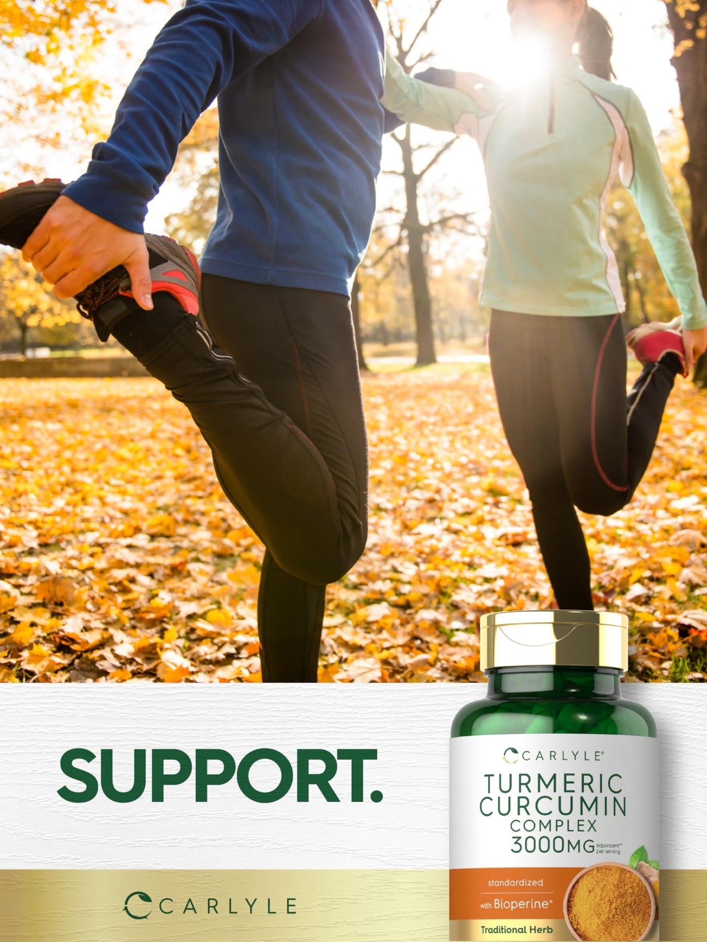 Carlyle Turmeric Curcumin with Black Pepper | 90 Powder Capsules | Complex Supplement with Bioperine | Non-GMO, Gluten Free - Maple Wellness Supplements