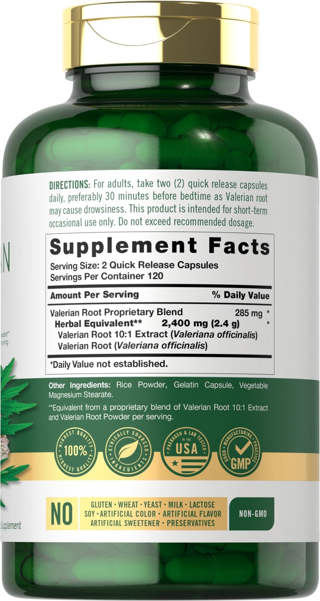 Carlyle Valerian Root Capsules | 240 Count | Herb Extract Supplement | Non-GMO, Gluten Free - Maple Wellness Supplements