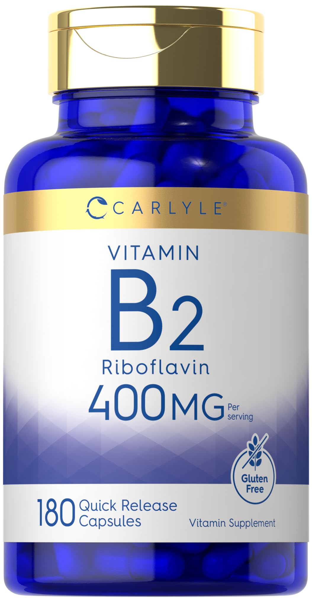Carlyle Vitamin B-2 400mg | 180 Count | Non-GMO, Gluten Free Supplement | B2 Riboflavin - Maple Wellness Supplements