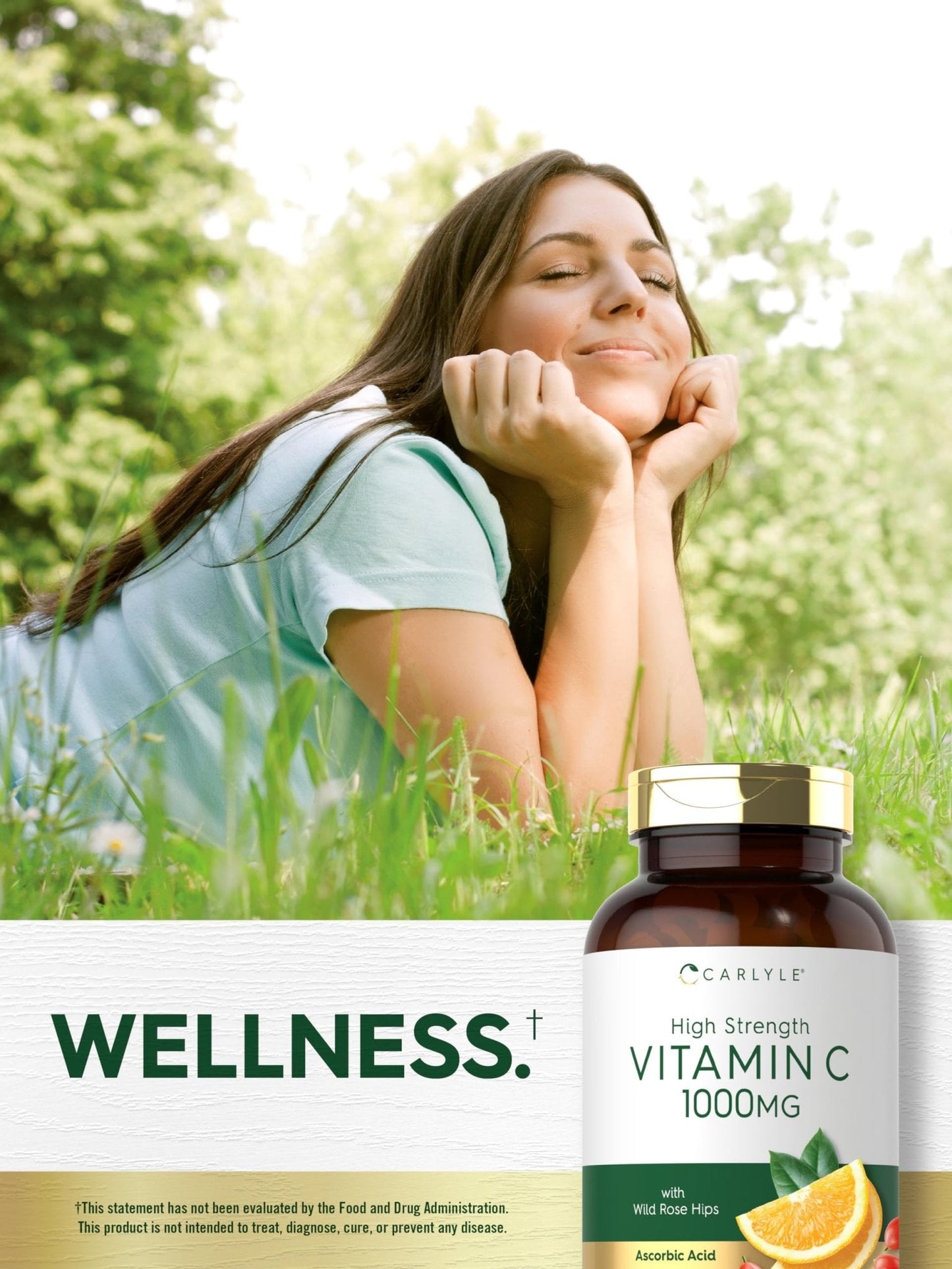 Carlyle Vitamin C 1000mg | 300 Vegetarian Caplets | Ascorbic Acid with Wild Rose Hips | High Strength Formula - Maple Wellness Supplements