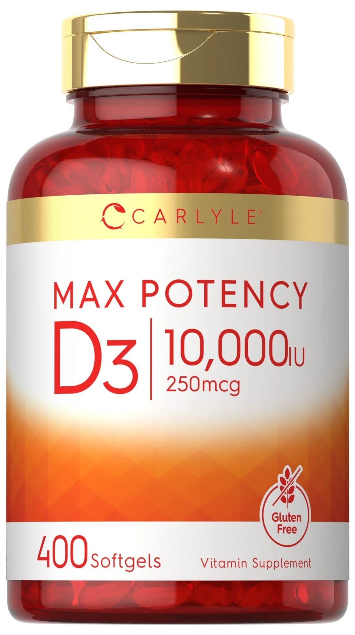 Carlyle Vitamin D 10000 IU 400 Softgels | Value Size | Max Potency | Non-GMO, Gluten Free Supplement - Maple Wellness Supplements