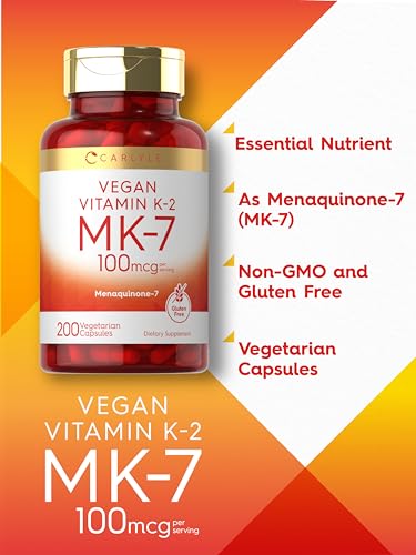 Carlyle Vitamin K2 MK7 100mcg | 200 Vegan Capsules | Menaquinone-7 Supplement - Maple Wellness Supplements