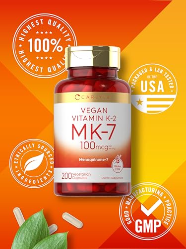 Carlyle Vitamin K2 MK7 100mcg | 200 Vegan Capsules | Menaquinone-7 Supplement - Maple Wellness Supplements