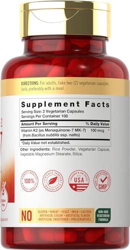 Carlyle Vitamin K2 MK7 100mcg | 200 Vegan Capsules | Menaquinone-7 Supplement - Maple Wellness Supplements