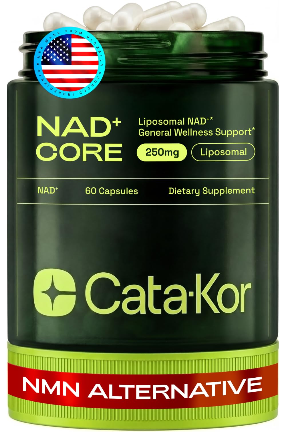 Cata-Kor NMN Supplement Alternative – Liposomal NAD+ Supplement - NAD CORE 30-Day Supply 60 Capsules - Maple Wellness Supplements