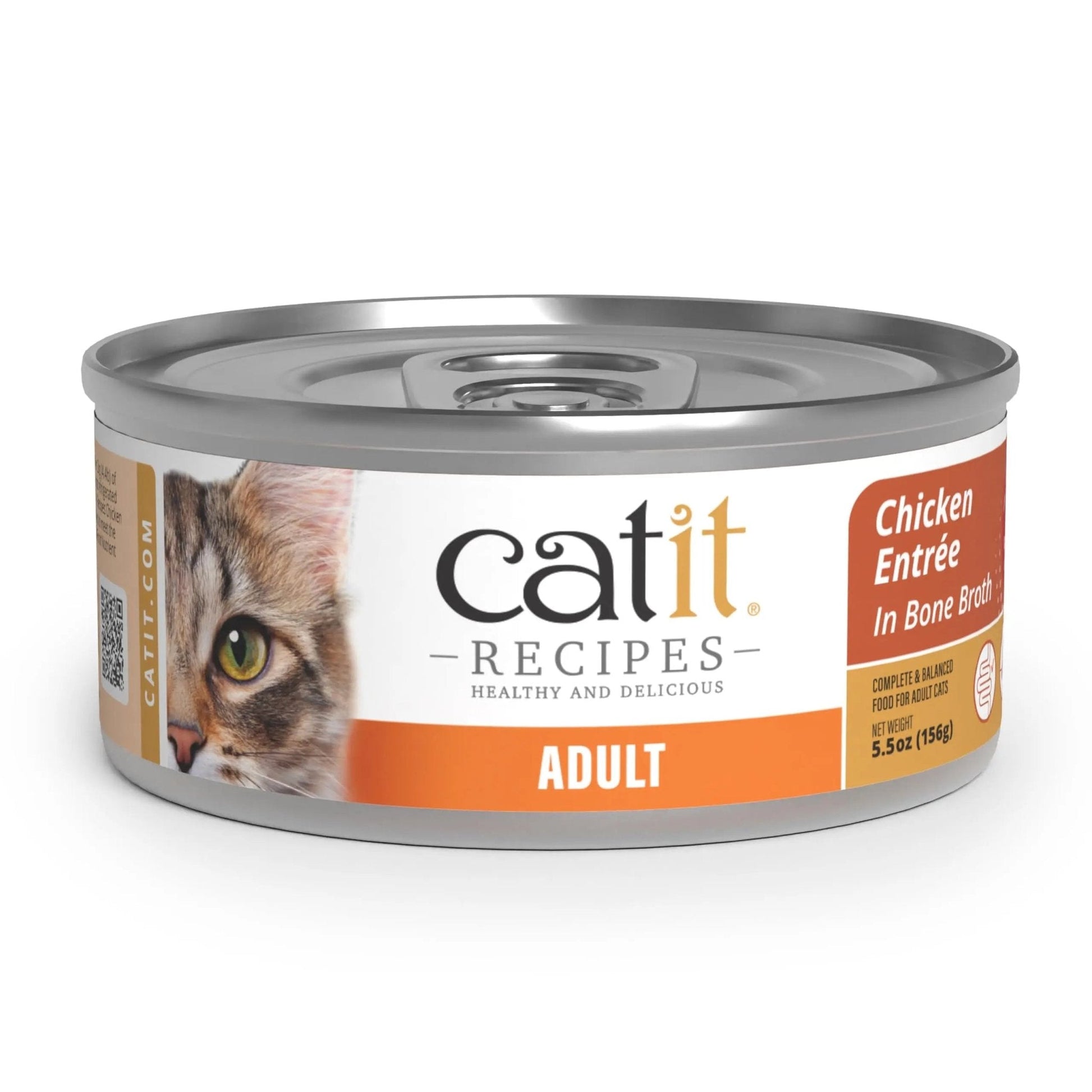 Catit Recipes Adult Chicken Entrée – High-Protein Wet Cat Food with Bone Broth Hydration, Prebiotics & Postbiotics for Gut Health, Omega-3 for Skin & Coat, and Taurine for Heart Support 3oz (12/cs) - Maple Wellness Supplements