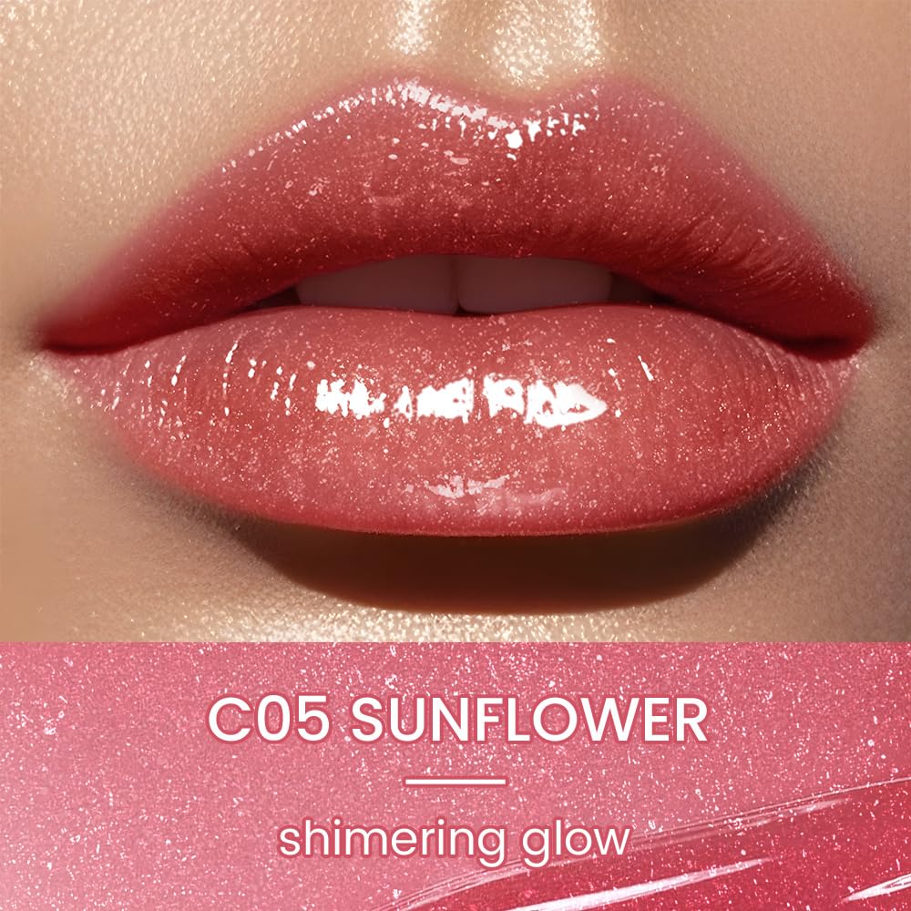 CATKIN Glossy Lip Balm Ultra Hydating Glow Lip Tinted Jelly Plump Melting Balm Shea Butter Repair Soothing For Dry Lips Dewy Finished 0.12 oz C05 SUNFLOWER - Maple Wellness Supplements