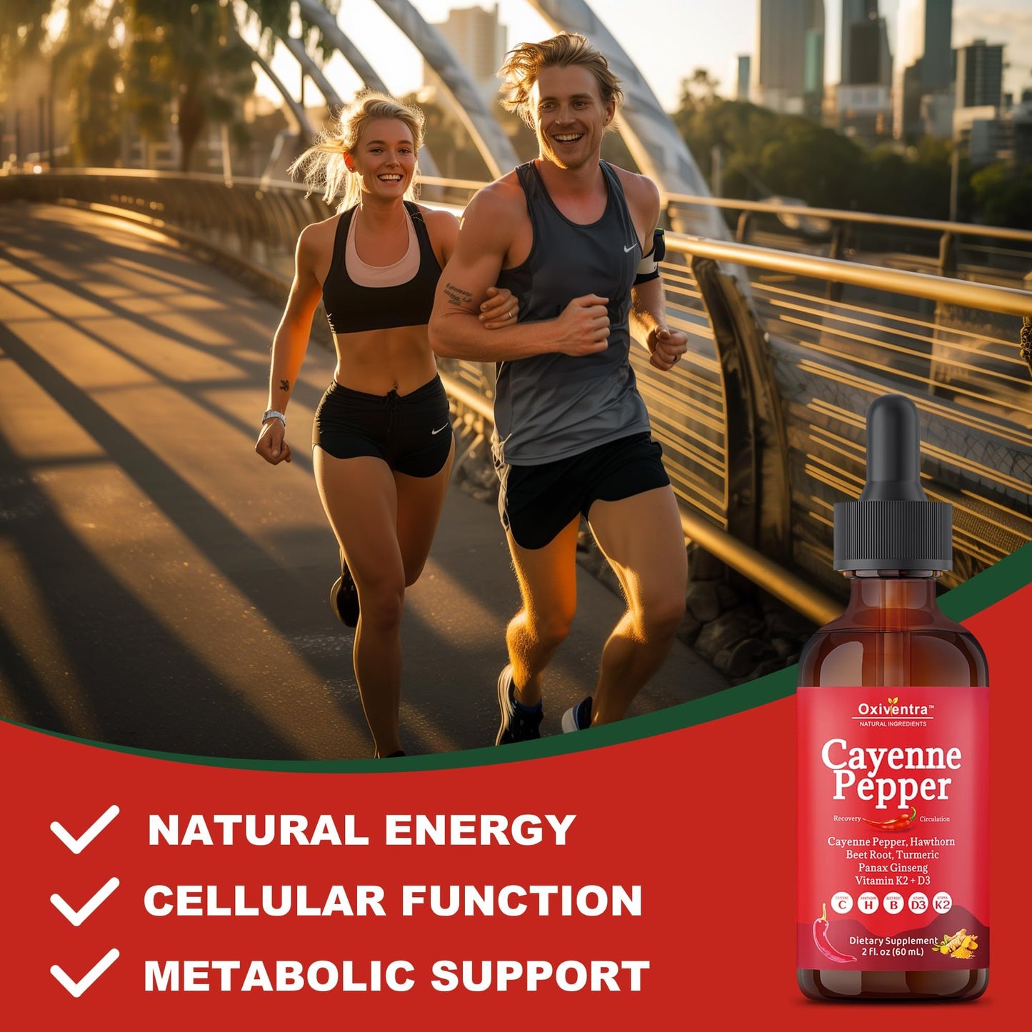Cayenne Pepper Drops Liquid Supplement Smooth & Sweet Herbal Liquid + Hawthorn Berry, Vitamin D3 K2 Beet Root Powder, Ceylon Cinnamon, Turmeric Curcumin, Organic Panax Ginseng - 2fl oz - Maple Wellness Supplements