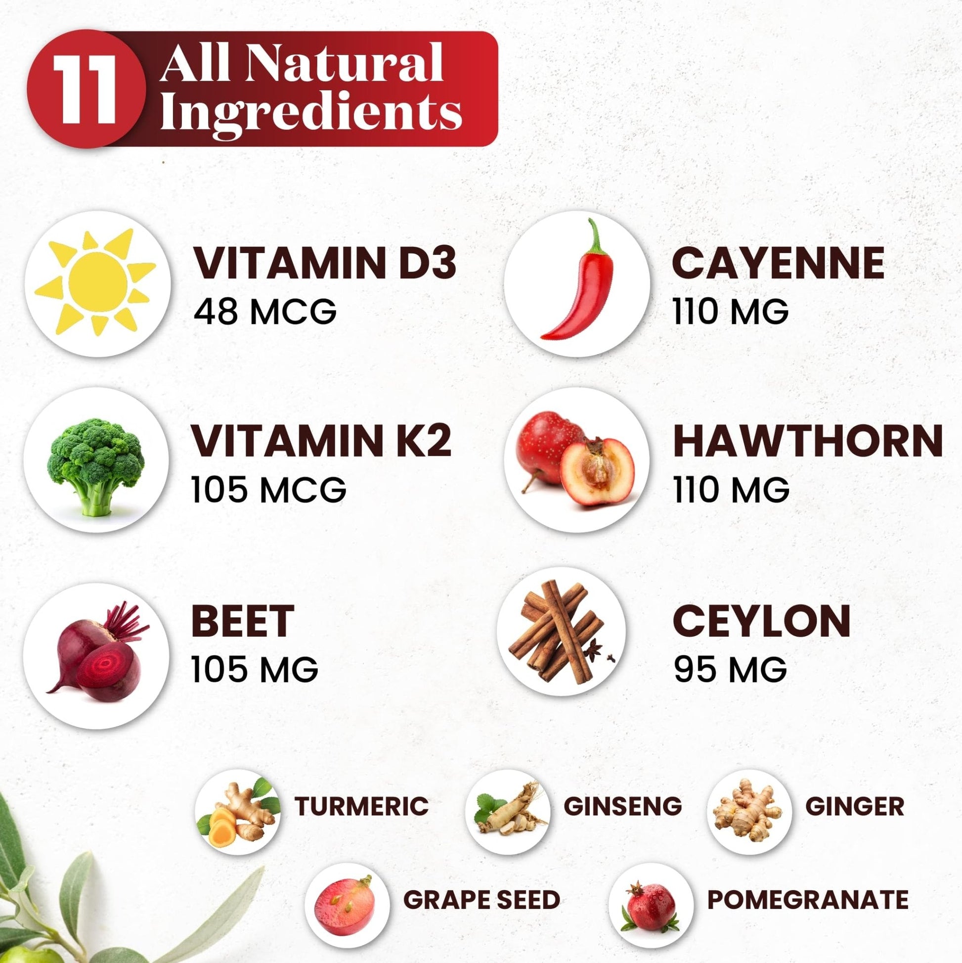 Cayenne Pepper Supplement Liquid Drops + Hawthorn Berry, Vitamin D3 K2 Beet Root Powder, Ceylon Cinnamon, Turmeric Curcumin, Organic Panax Ginseng - 4 OZ - Maple Wellness Supplements
