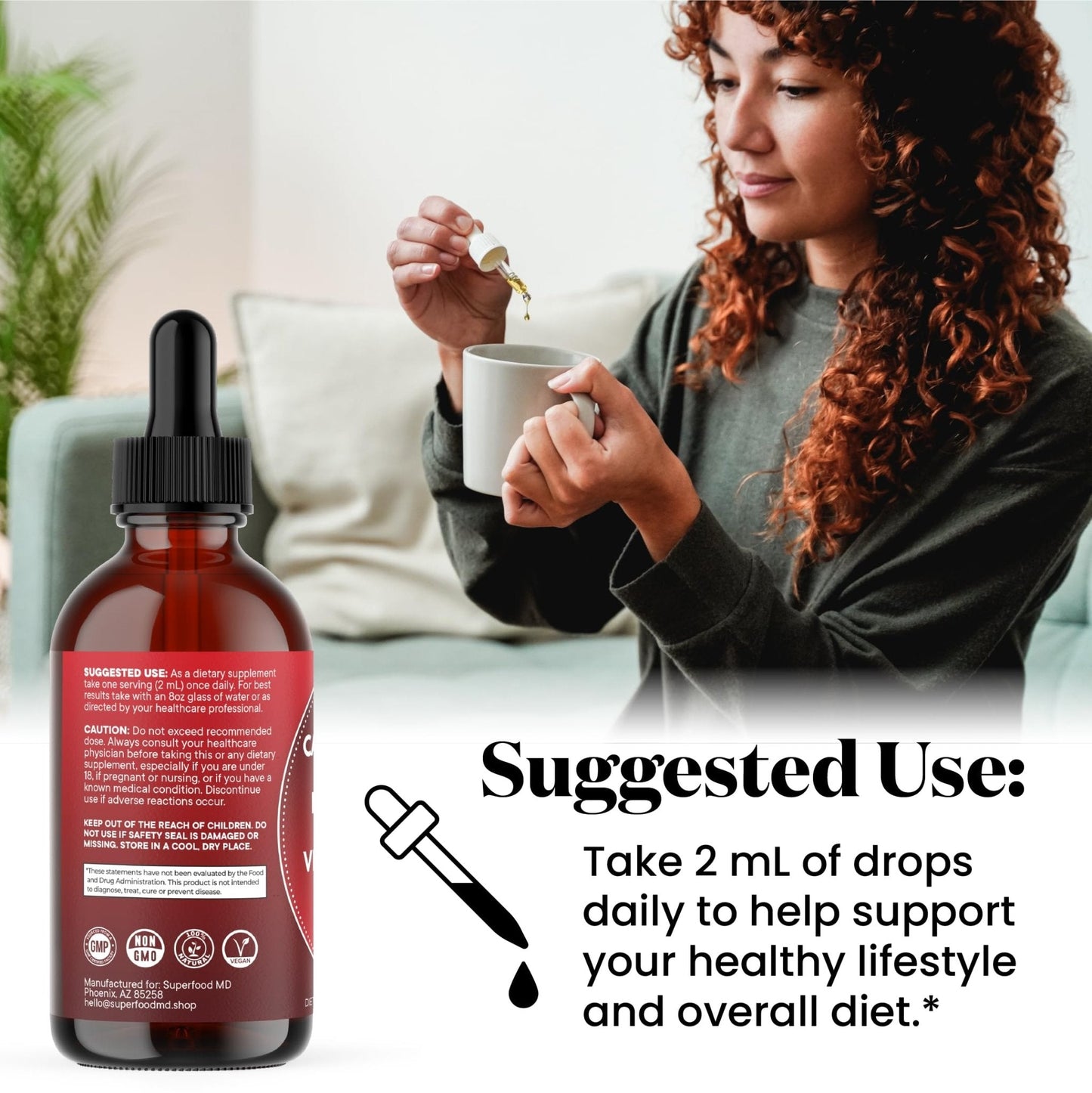 Cayenne Pepper Supplement Liquid Drops + Hawthorn Berry, Vitamin D3 K2 Beet Root Powder, Ceylon Cinnamon, Turmeric Curcumin, Organic Panax Ginseng - 4 OZ - Maple Wellness Supplements