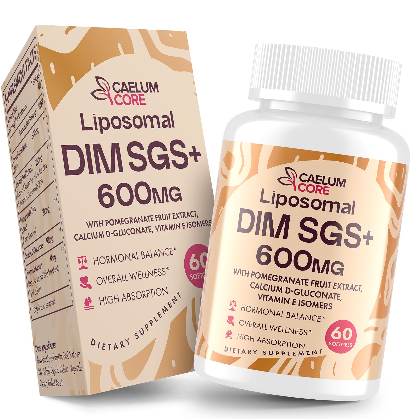 CEALMU CORE Liposomal DIM SGS Supplement - Estrogen Supplements for Women & Men Contains Sulforaphane Glucosinolate, Vitamin E, Pomegranate Fruit - Support Detox and Antioxidant (1 Pack) - Maple Wellness Supplements