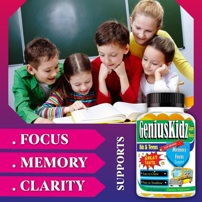 Celebrity Lifestyle Product Brain Support Focus Supplement for Kid and Teens Omega 3 Gummy Vitamin Memory and Attention, Brain Booster, Kid Focus Attention Supplement(1 Bottle) DHA 60ct - Maple Wellness Supplements