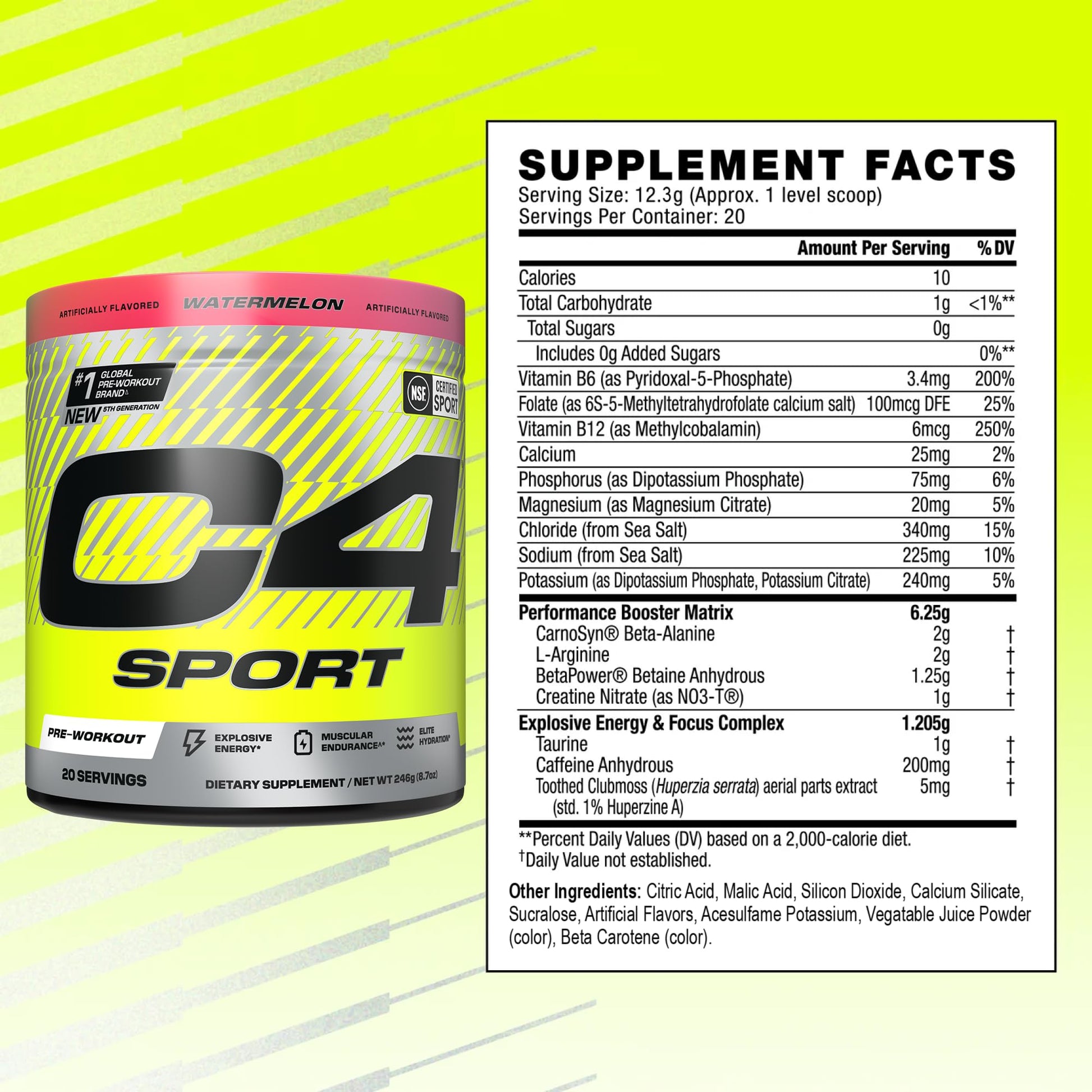 Cellucor C4 Sport Pre Workout Powder - NSF Certified for Sport - Elite Hydration - 200mg Caffeine + Creatine + Beta-Alanine - Maple Wellness Supplements