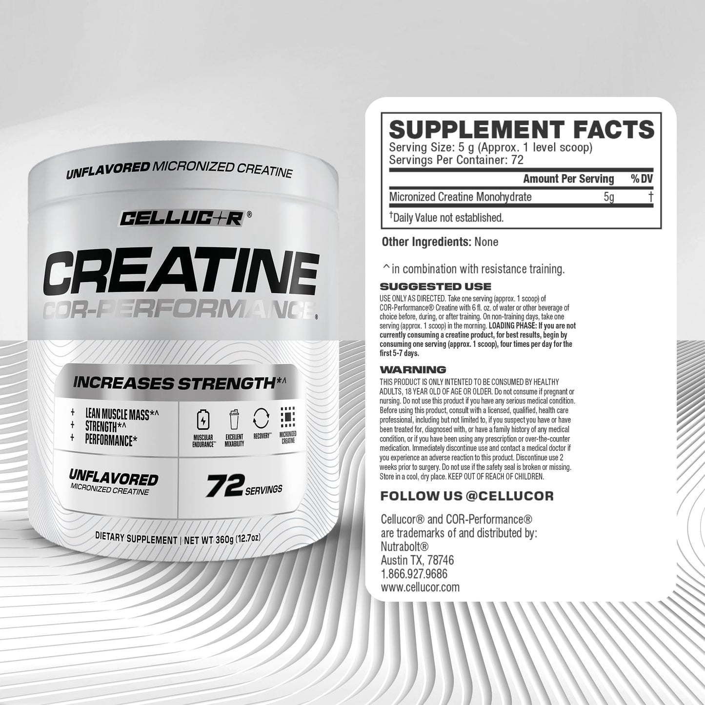Cellucor Cor-Performance Creatine Monohydrate for Strength and Muscle Growth, 72 Servings - Maple Wellness Supplements