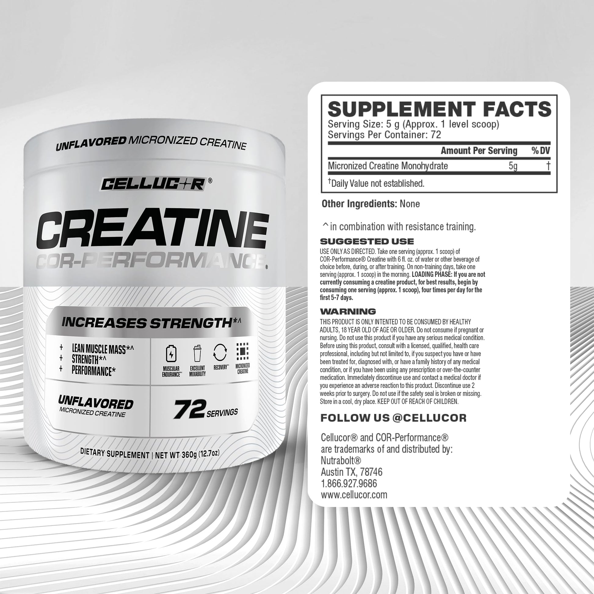 Cellucor Cor-Performance Creatine Monohydrate for Strength and Muscle Growth, 72 Servings - Maple Wellness Supplements
