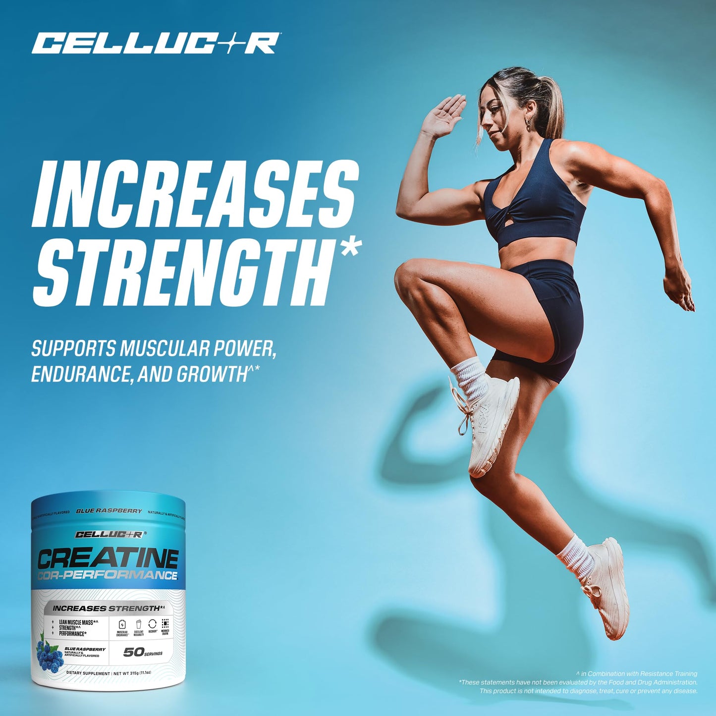 Cellucor Creatine Powder, Blue Raspberry Flavor - Increases Strength, Lean Muscle Mass & Endurance, Micronized Creatine for Fast Absorption - Maple Wellness Supplements