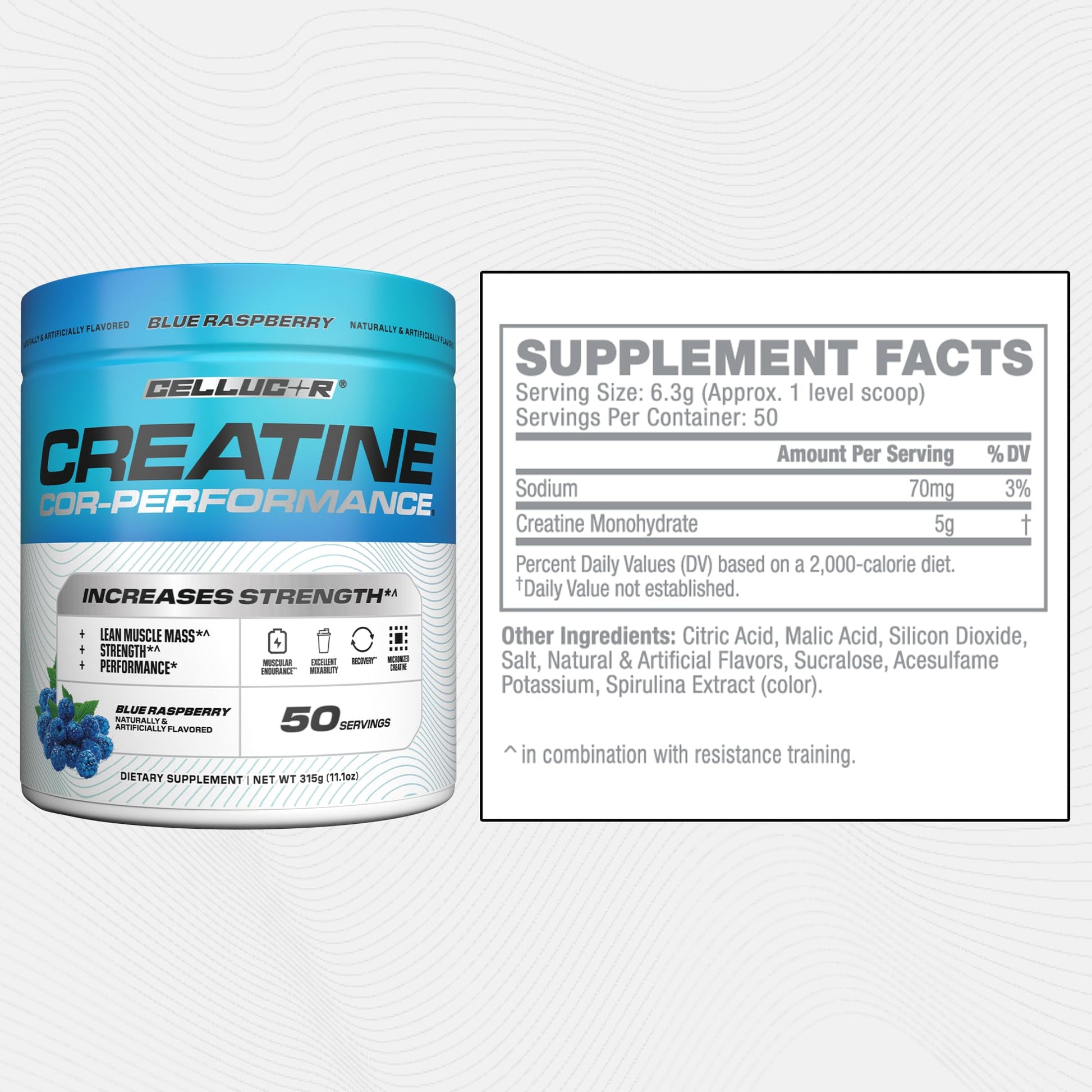 Cellucor Creatine Powder, Blue Raspberry Flavor - Increases Strength, Lean Muscle Mass & Endurance, Micronized Creatine for Fast Absorption - Maple Wellness Supplements