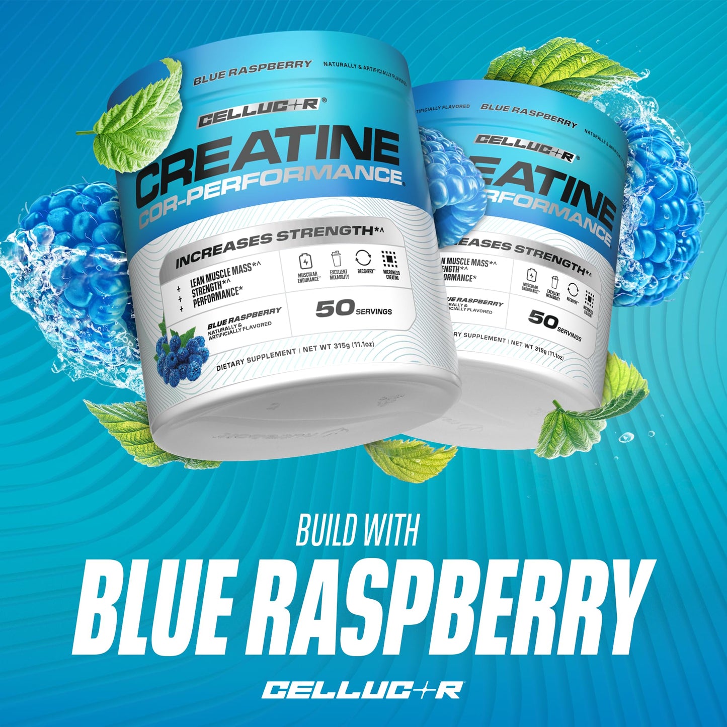 Cellucor Creatine Powder, Blue Raspberry Flavor - Increases Strength, Lean Muscle Mass & Endurance, Micronized Creatine for Fast Absorption - Maple Wellness Supplements