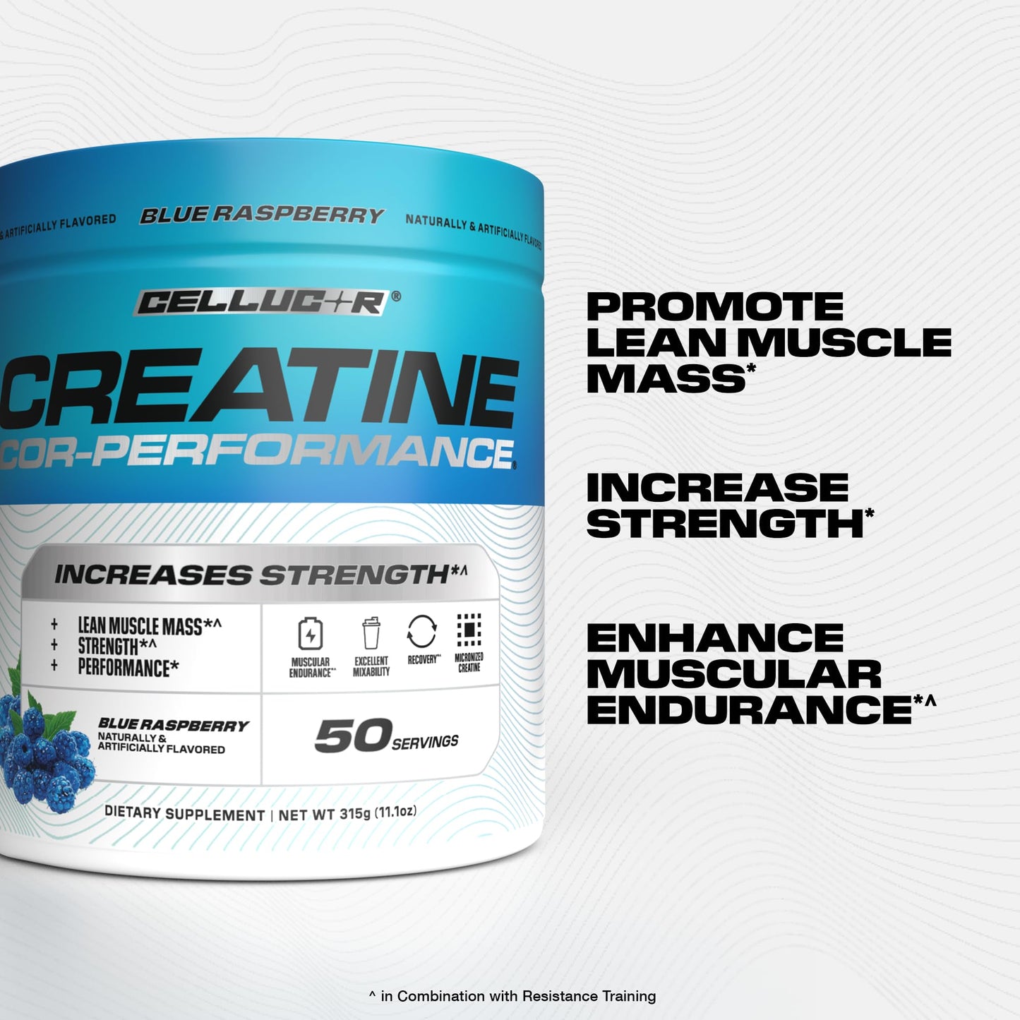 Cellucor Creatine Powder, Blue Raspberry Flavor - Increases Strength, Lean Muscle Mass & Endurance, Micronized Creatine for Fast Absorption - Maple Wellness Supplements
