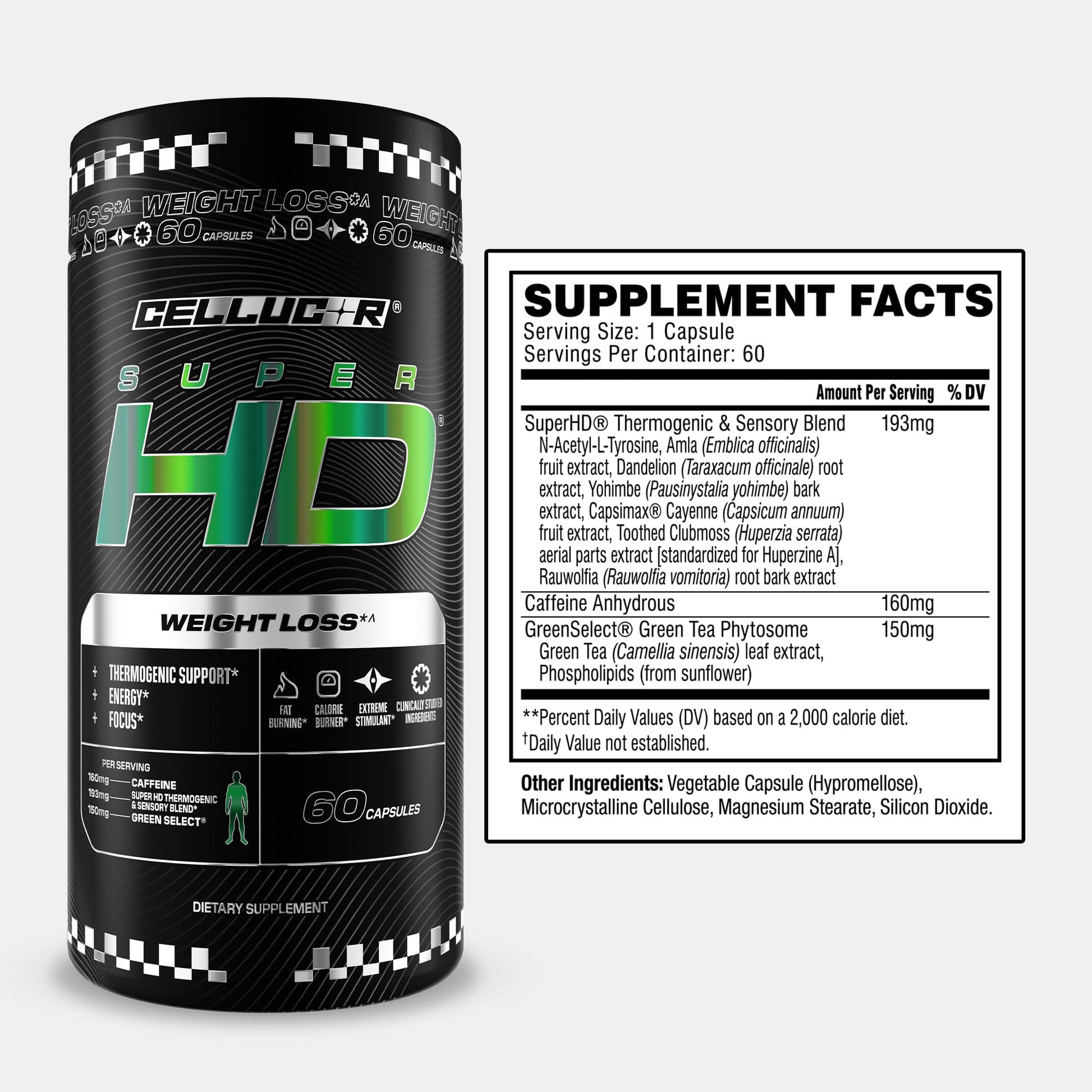 Cellucor SuperHD Thermogenic Fat Burner Weight Loss Supplement, Appetite Suppressant, & Energy Booster Capsimax, Green Tea Extract, 160mg Caffeine - Maple Wellness Supplements