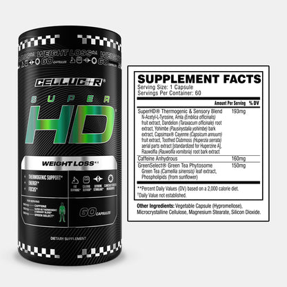 Cellucor SuperHD Thermogenic Fat Burner Weight Loss Supplement, Appetite Suppressant, & Energy Booster Capsimax, Green Tea Extract, 160mg Caffeine - Maple Wellness Supplements