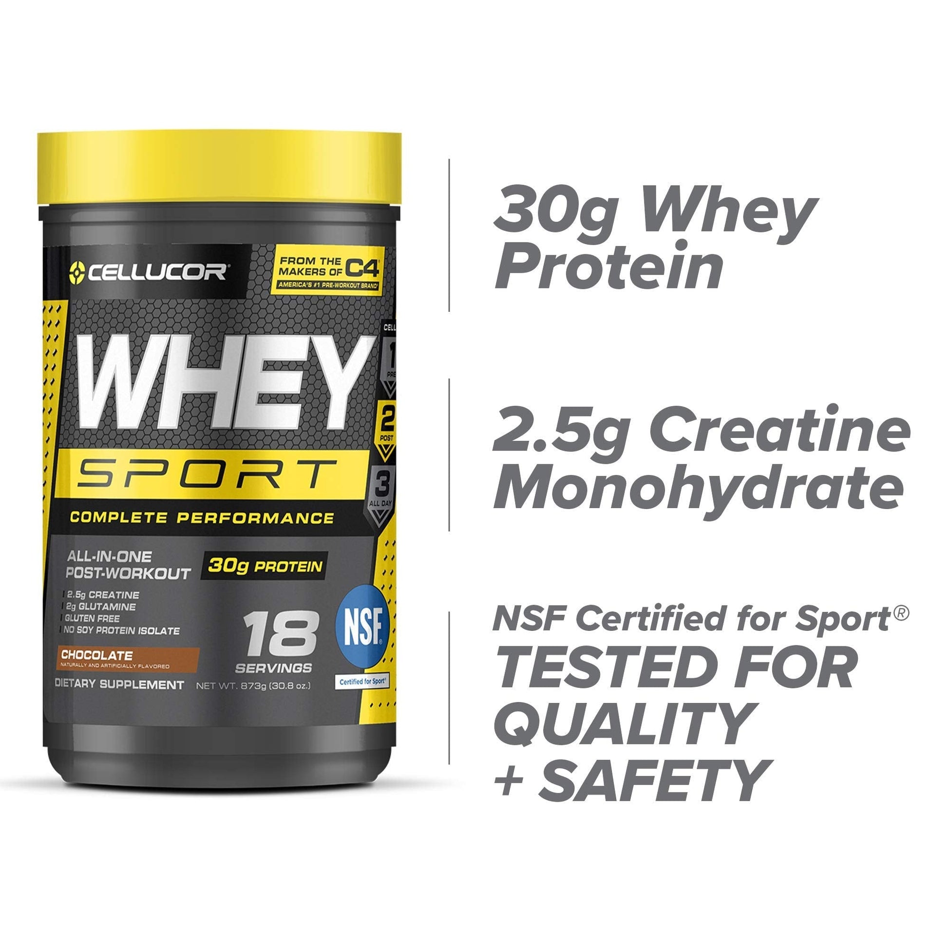 Cellucor Whey Sport Protein Powder Chocolate | Post Workout Recovery Drink with Whey - Maple Wellness Supplements