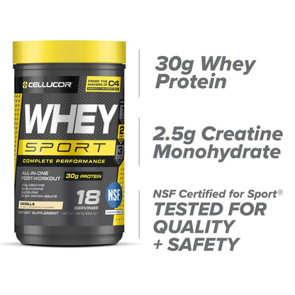 Cellucor Whey Sport Protein Powder Vanilla | Post Workout Recovery Drink with Whey Pro - Maple Wellness Supplements