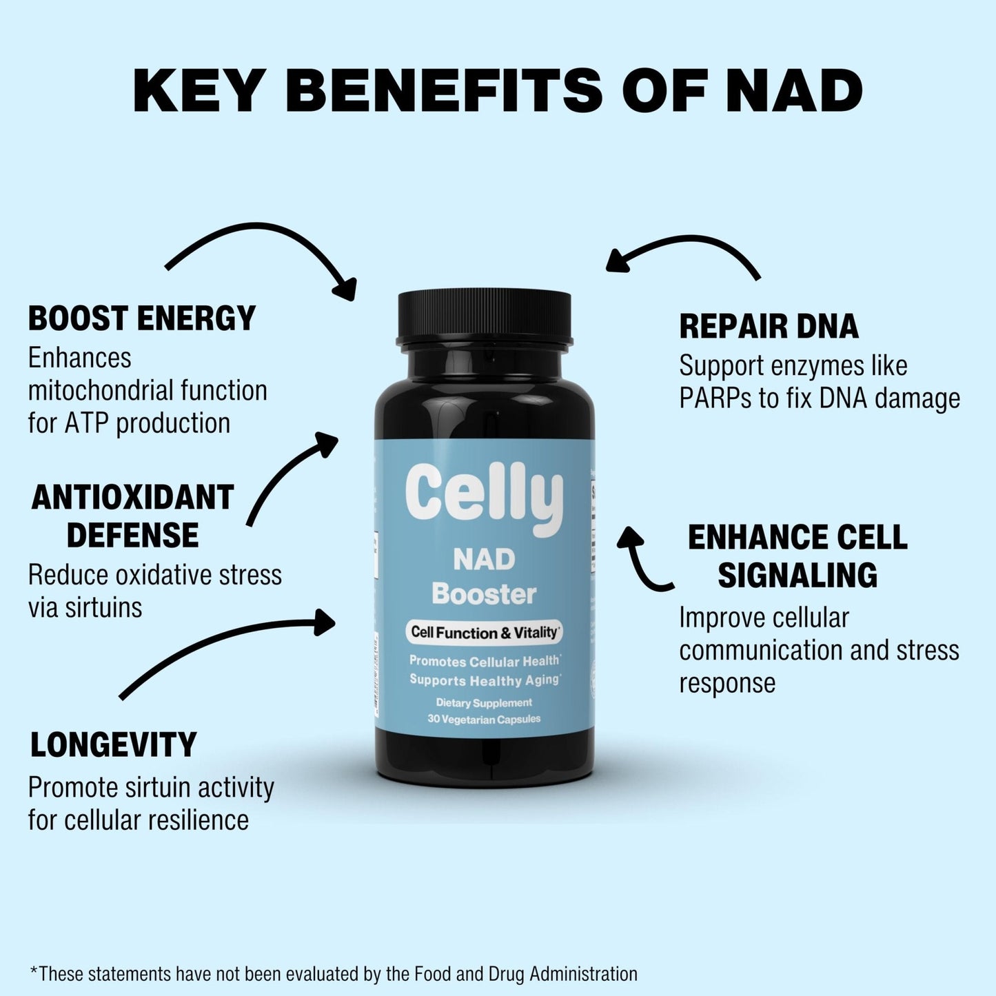 Celly NAD Booster | Longevity Supplement for Healthy Aging with NR (Nicotinamide Riboside) and Nicotinamide | Promotes Cell Function & Vitality | Non-GMO & 3rd Party Tested - Maple Wellness Supplements