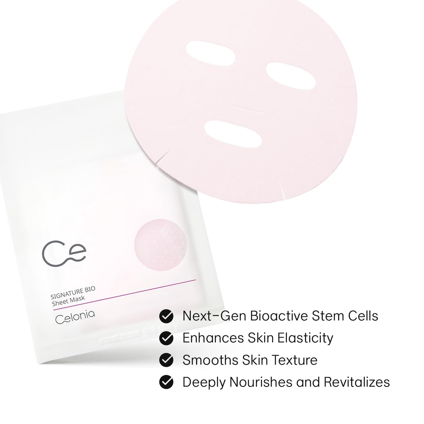 CELONIA Signature Bio Facial Sheet Mask, Stem Cell Deep Hydrating Face Mask, Anti Aging Treatment For Healthy Glowing Skin, Minimize Pores, Reduce Fine Line, Boost elasticity, Correct Redness 5 Count - Maple Wellness Supplements