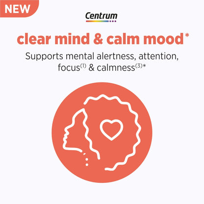Centrum Clear Mind and Calm Mood Menopause Support Tablets, with Clinically Studied enXtra, 30 Count - Maple Wellness Supplements
