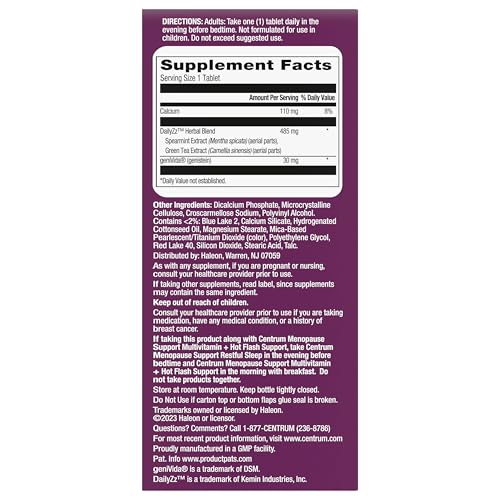 Centrum Restful Sleep Menopause Support Tablets, Supplement with Clinically Studied DailyZz and geniVida, 28 Count - Maple Wellness Supplements