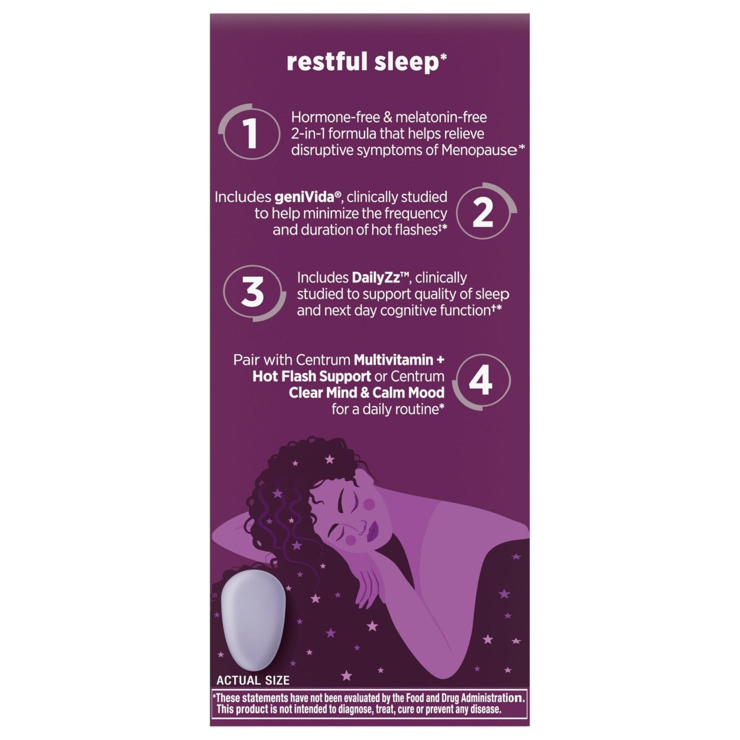 Centrum Restful Sleep Menopause Support Tablets, Supplement with Clinically Studied DailyZz and geniVida, 28 Count - Maple Wellness Supplements