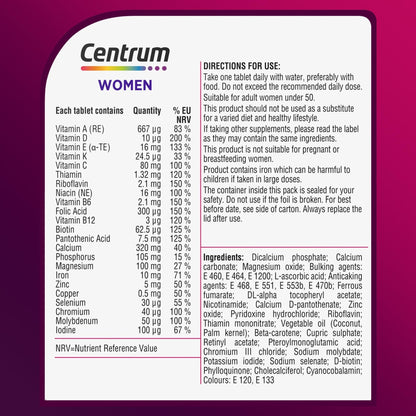 Centrum Women Tablets Multivitamin & Mineral Supplements, with 23 essential nutrients - Maple Wellness Supplements