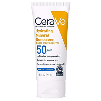 CeraVe 100% Mineral Sunscreen SPF 50, Face sunscreen With Zinc Oxide & Titanium Dioxid - Maple Wellness Supplements