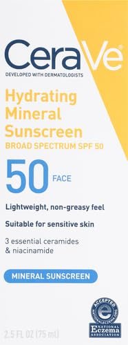 CeraVe 100% Mineral Sunscreen SPF 50, Face sunscreen With Zinc Oxide & Titanium Dioxid - Maple Wellness Supplements