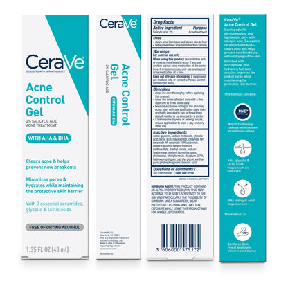 CeraVe Acne Control Gel, 2% Salicylic Acid Treatment With Glycolic Acid + Lactic Acids - Maple Wellness Supplements