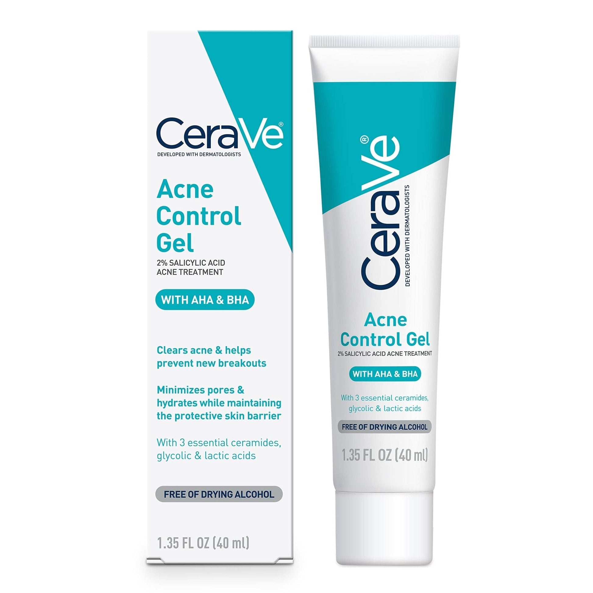 CeraVe Acne Control Gel, 2% Salicylic Acid Treatment With Glycolic Acid + Lactic Acids - Maple Wellness Supplements