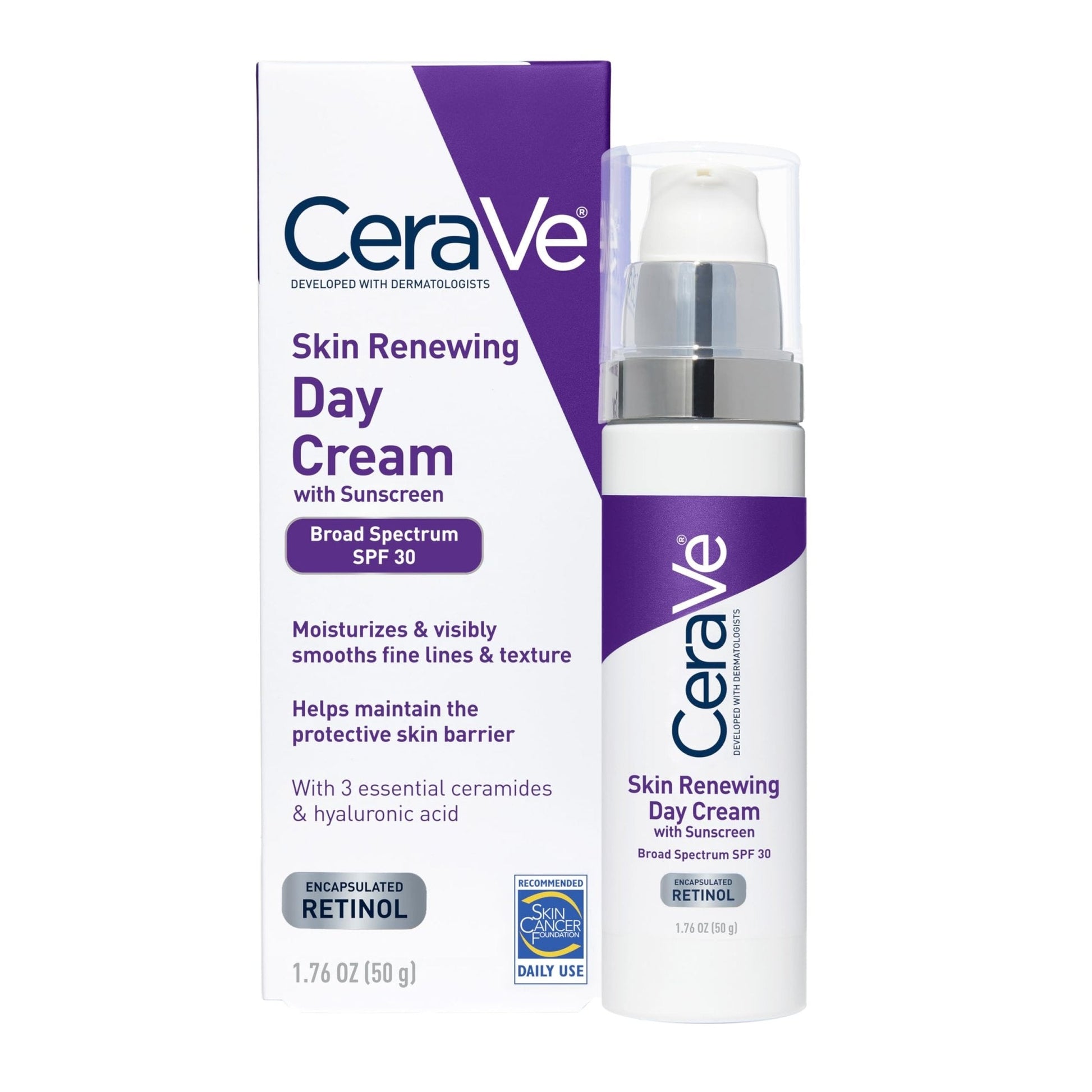 CeraVe Anti-Aging Face Cream SPF 30, Anti-Wrinkle Retinol Cream with Hyaluronic Acid and Ceramides, 1.76 oz - Maple Wellness Supplements
