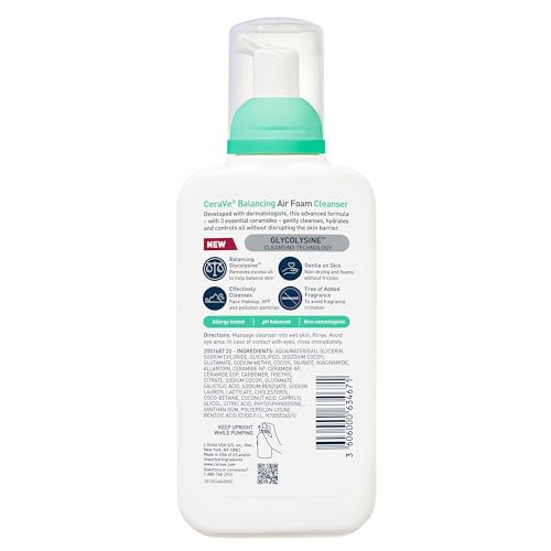 CeraVe Balancing Air Foam Face Wash, Foaming Facial Cleanser For Combination Skin, 8HR Oil Control + 24HR Hydration - Maple Wellness Supplements