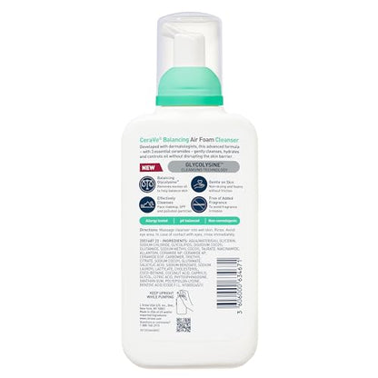 CeraVe Balancing Air Foam Face Wash, Foaming Facial Cleanser For Combination Skin, 8HR Oil Control + 24HR Hydration - Maple Wellness Supplements