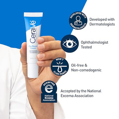 CeraVe Eye Repair Cream, Under Eye Cream For Puffiness And Bags Under Eyes, Hyaluronic Acid + Niacinamide - Maple Wellness Supplements