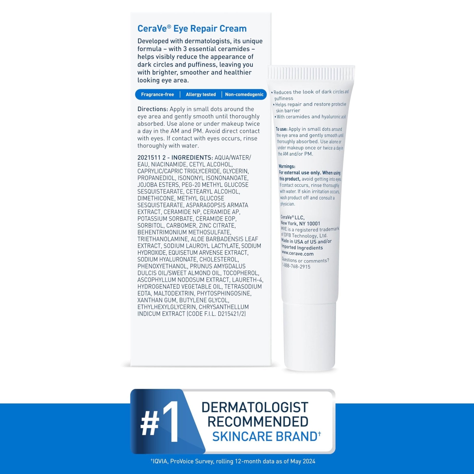 CeraVe Eye Repair Cream, Under Eye Cream For Puffiness And Bags Under Eyes, Hyaluronic Acid + Niacinamide - Maple Wellness Supplements