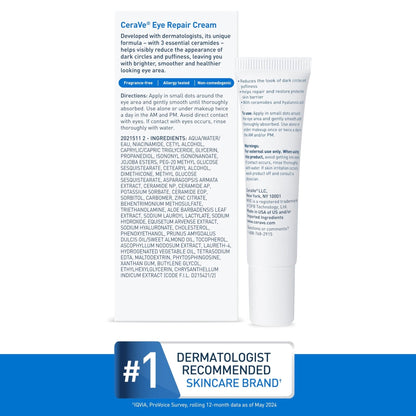 CeraVe Eye Repair Cream, Under Eye Cream For Puffiness And Bags Under Eyes, Hyaluronic Acid + Niacinamide - Maple Wellness Supplements