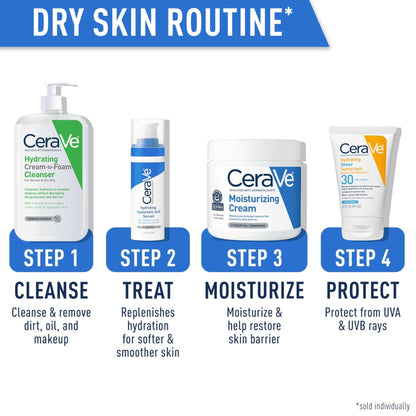 CeraVe Hydrating Cream To Foam Cleanser, Makeup Remover Face Wash For Dry Skin - Maple Wellness Supplements