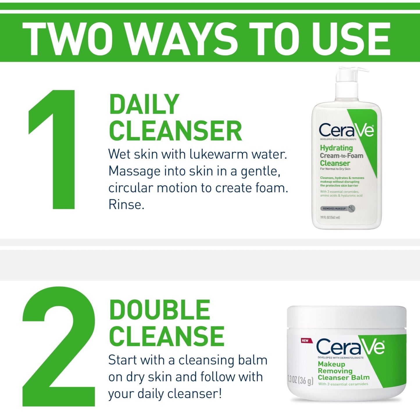 CeraVe Hydrating Cream To Foam Cleanser, Makeup Remover Face Wash For Dry Skin - Maple Wellness Supplements